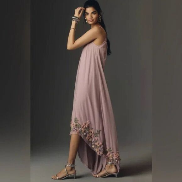 Mac Duggal 9236 Size 14 One Shoulder Trapeze Floral Hem High Low Gown Maxi Dress - Picture 4 of 11